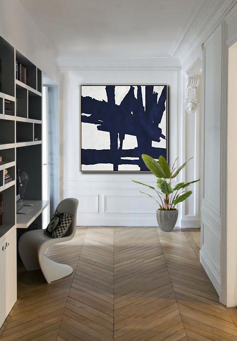 Navy Blue Minimalist Painting #NV302A - Click Image to Close